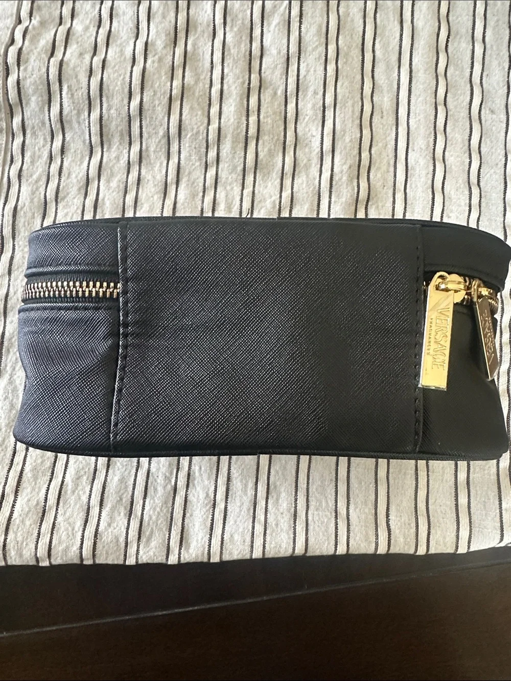 Versace Black Cosmetic Case with Gold Plate